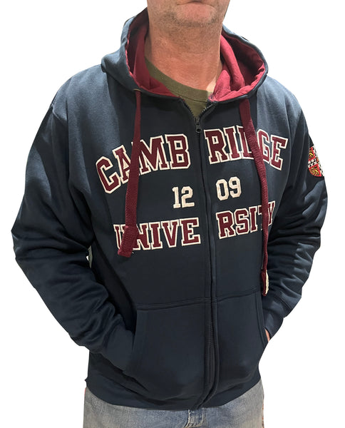 Official Cambridge University Zipped Hoody - Navy - Official Apparel of the Famous Univeristy of Cambridge