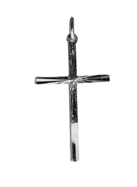 Cross - Diamond Cut Pendent - Religious - Plain Sterling Silver