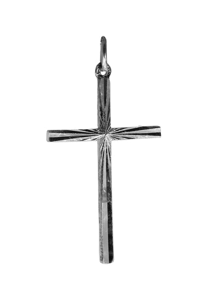 Cross - Diamond Cut Pendent - Religious - Plain Sterling Silver