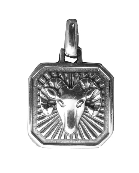 Aries Zodiac Pendent - Plain Sterling Silver  - March 21 - April 19