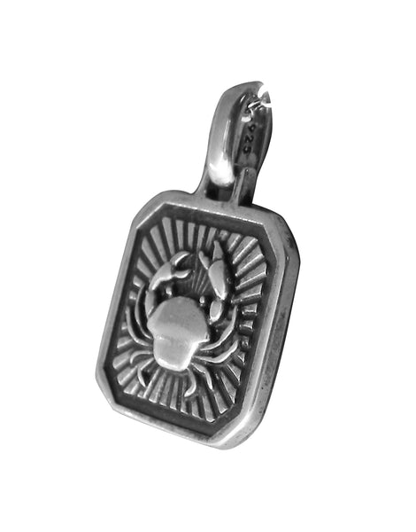 Cancer Zodiac Pendent - Plain Sterling Silver Cancer - June 21 - July 22