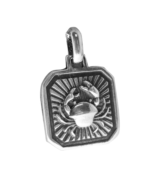Cancer Zodiac Pendent - Plain Sterling Silver Cancer - June 21 - July 22