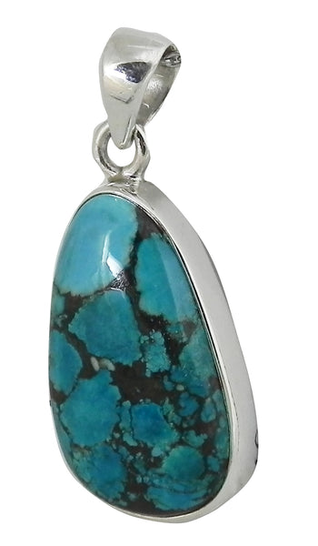 Oblong Turquoise Pendent in Sterling Silver Setting