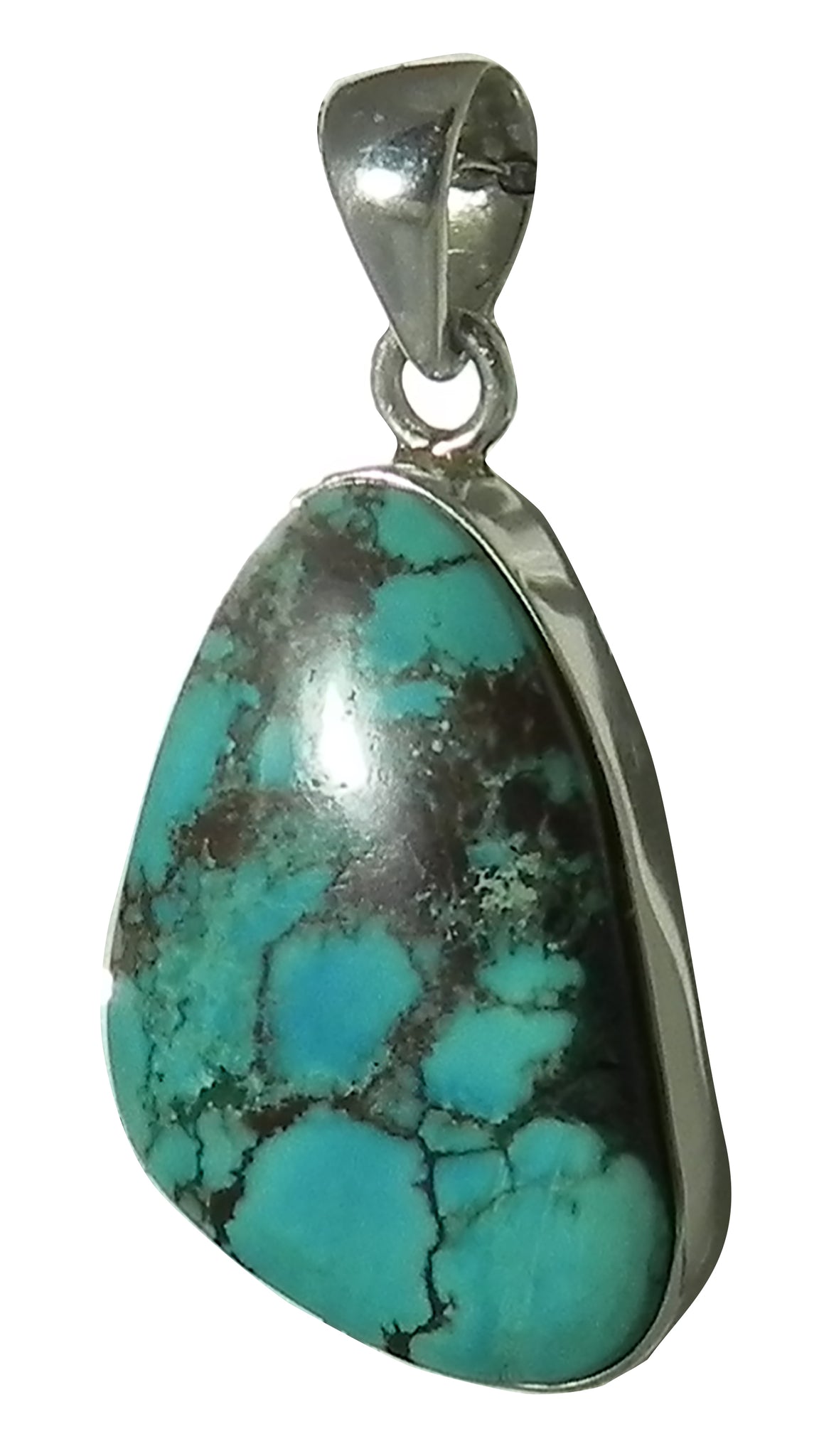 Oblong Turquoise Pendent in Sterling Silver Setting