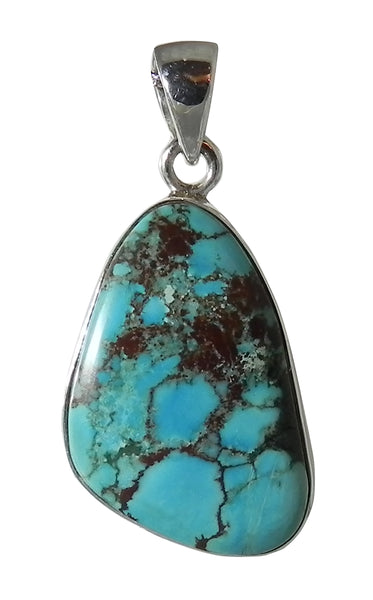 Oblong Turquoise Pendent in Sterling Silver Setting