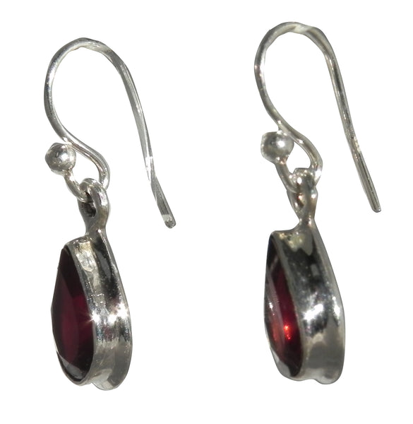 Garnet Teardrop Drop Earrings - Sterling Silver