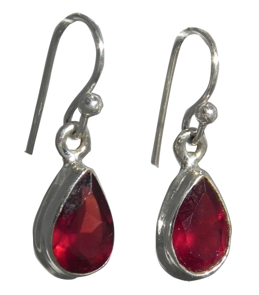 Garnet Teardrop Drop Earrings - Sterling Silver