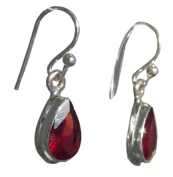 Garnet Teardrop Drop Earrings - Sterling Silver