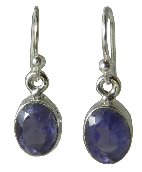 Iolite Oval Drop Earrings - Sterling Silver