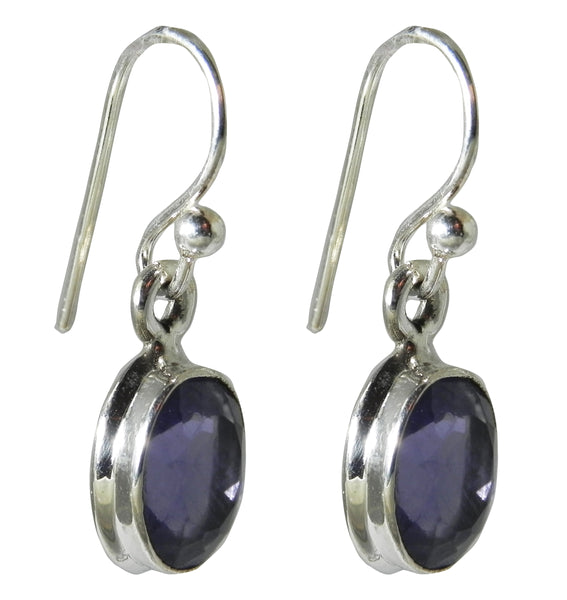 Iolite Oval Drop Earrings - Sterling Silver