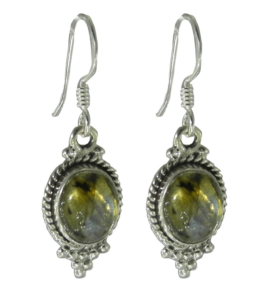 Labradorite Oval Drop Earrings - Sterling Silver