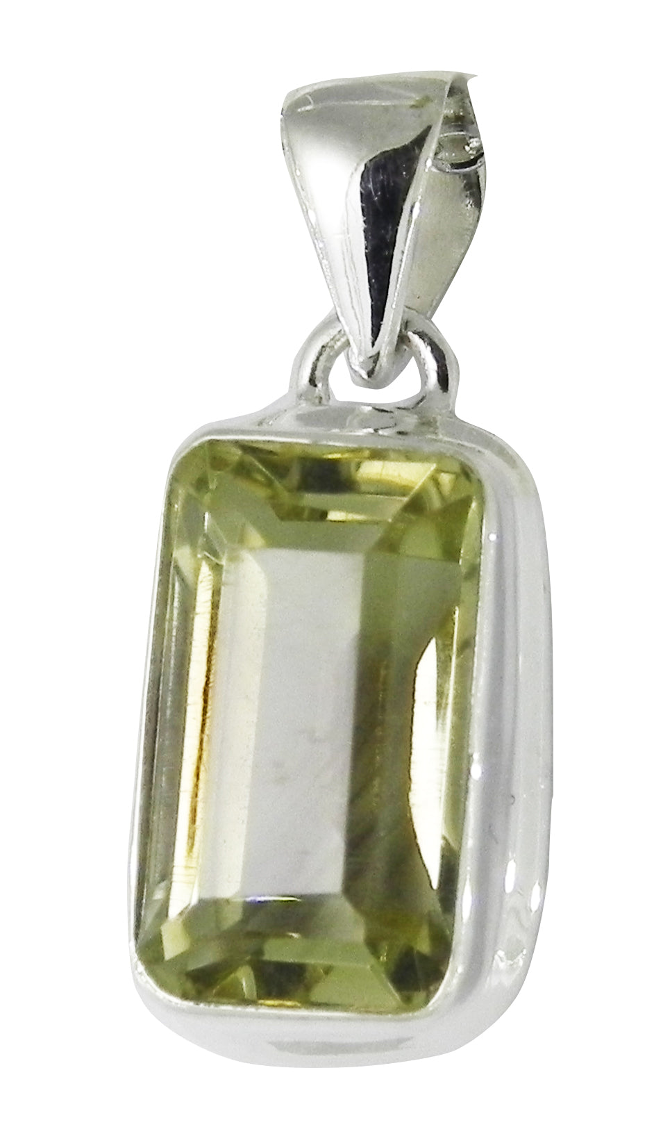 Natural Lemon Yellow Quartz Rectangular Pendent - Sterling Silver