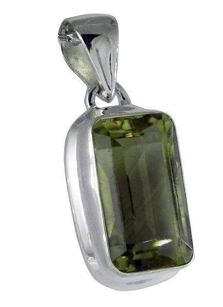 Natural Lemon Yellow Quartz Rectangular Pendent - Sterling Silver