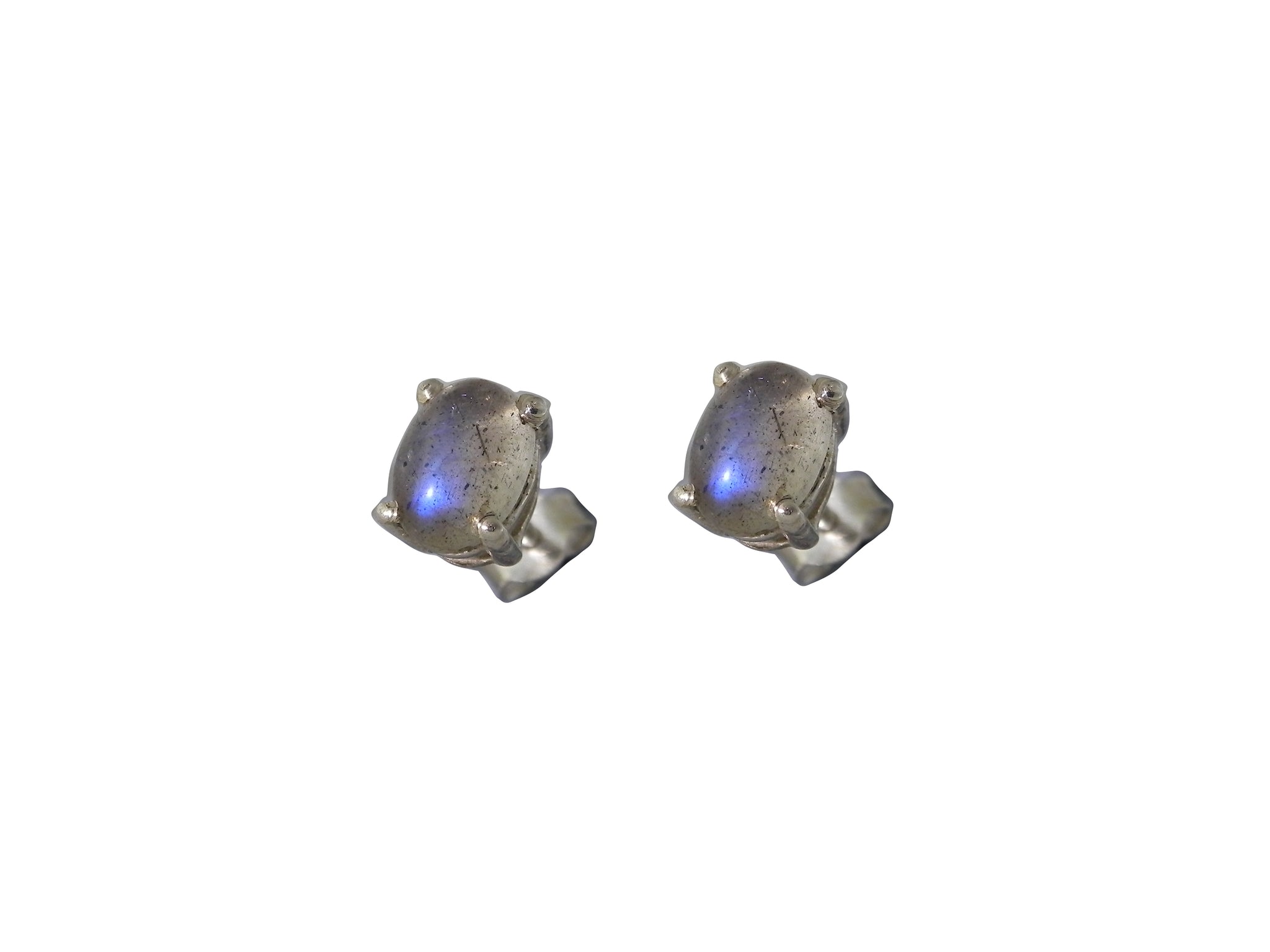Labradorite Oval Stud Earrings - Sterling Silver
