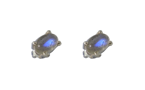 Labradorite Oval Stud Earrings - Sterling Silver