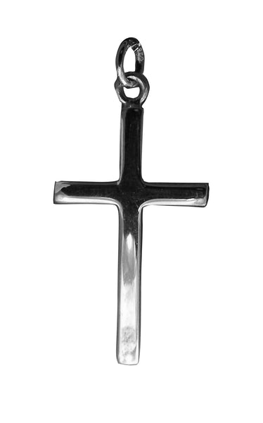 Medium Cross Pendent - Religious - Plain Sterling Silver