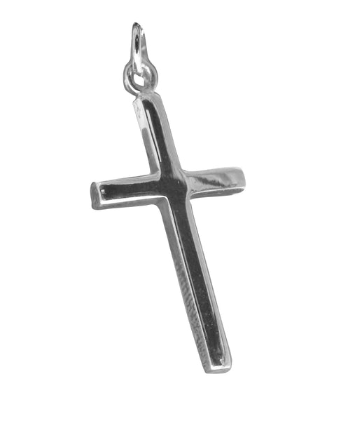 Medium Cross Pendent - Religious - Plain Sterling Silver
