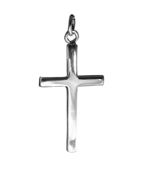 Medium Cross Pendent - Religious - Plain Sterling Silver