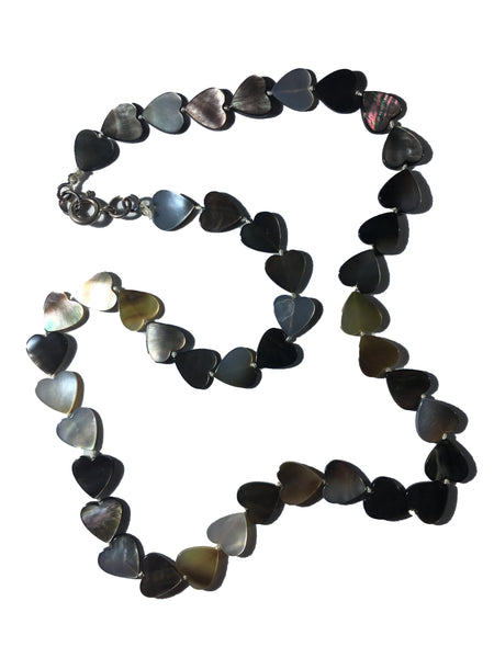 Mother of Pearl Heart Bead Necklace - 18inch long - 12x10x2mm Beads