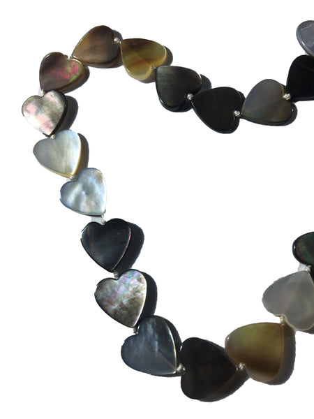 Mother of Pearl Heart Bead Necklace - 18inch long - 12x10x2mm Beads