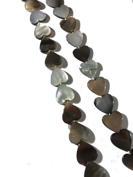 Mother of Pearl Heart Bead Necklace - 18inch long - 10x10x2mm Beads