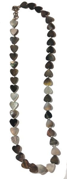 Mother of Pearl Heart Bead Necklace - 18inch long - 10x10x2mm Beads