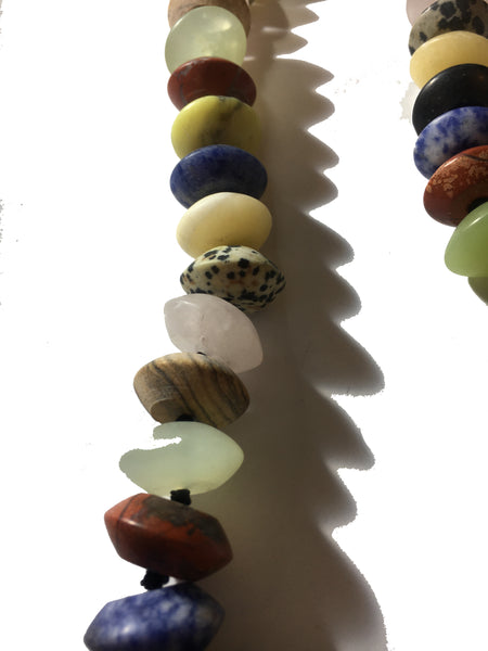 Natural Agate and Jasper Necklace - 18inch long - 18mm Diameter x8mm Oval Beads