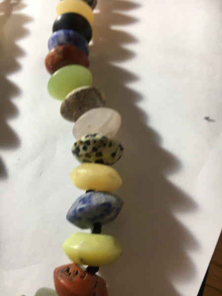 Natural Agate and Jasper Necklace - 18inch long - 18mm Diameter x8mm Oval Beads