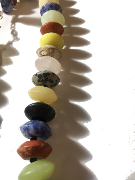 Natural Agate and Jasper Necklace - 18inch long - 18mm Diameter x8mm Oval Beads