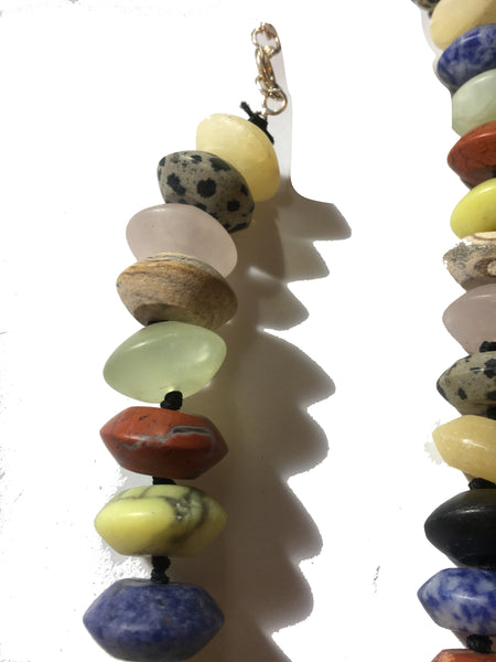 Natural Agate and Jasper Necklace - 18inch long - 18mm Diameter x8mm Oval Beads