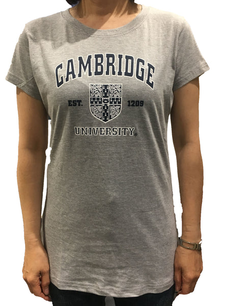 Cambridge University Ladies Body Fit T-shirt - Grey - Official Apparel of the Famous University of Cambridge