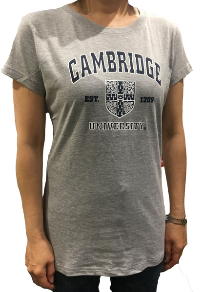 Cambridge University Ladies Body Fit T-shirt - Grey - Official Apparel of the Famous University of Cambridge