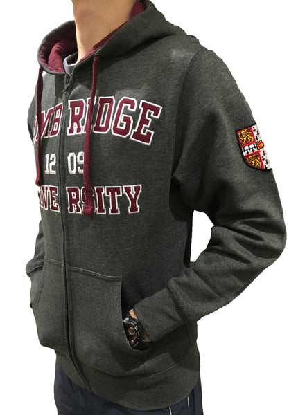 Cambridge University Zipped Hoody - Charcoal - Official Licenced Apparel of the Famous University of Cambridge