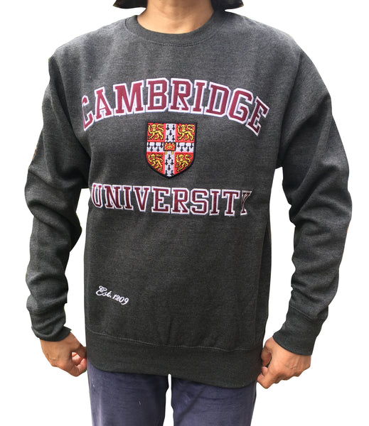 Cambridge University Embroidered Sweatshirt - Charcoal - Official Apparel of the Famous University of Cambridge