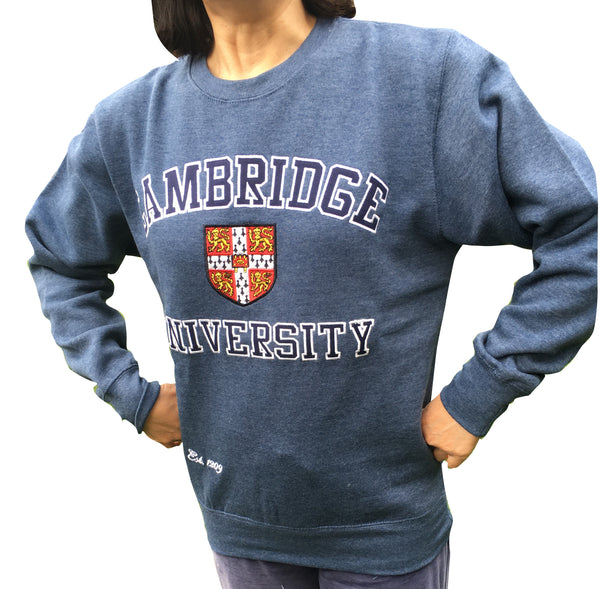 Cambridge University Applique Sweatshirt - Blue - Official Apparel of the Famous University of Cambridge