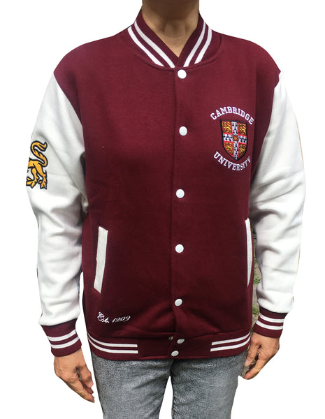 Cambridge University Embroidered Varsity Jacket - Burgundy - Official Apparel