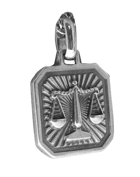 Libra Zodiac Pendent - Plain Sterling Silver Libra - September 23 - October 22