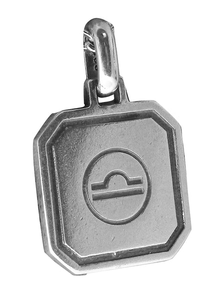 Libra Zodiac Pendent - Plain Sterling Silver Libra - September 23 - October 22