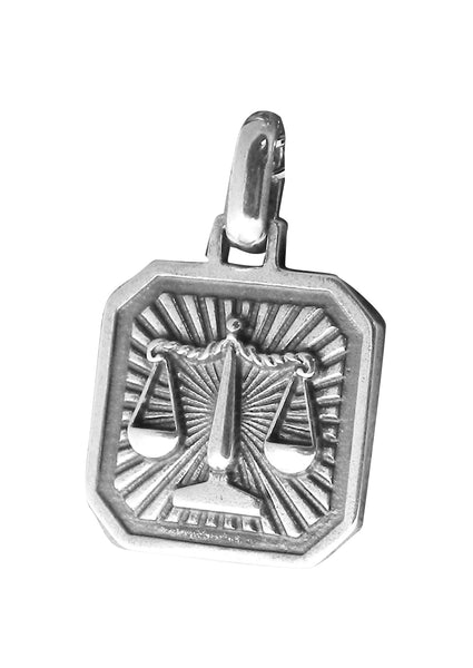 Libra Zodiac Pendent - Plain Sterling Silver Libra - September 23 - October 22