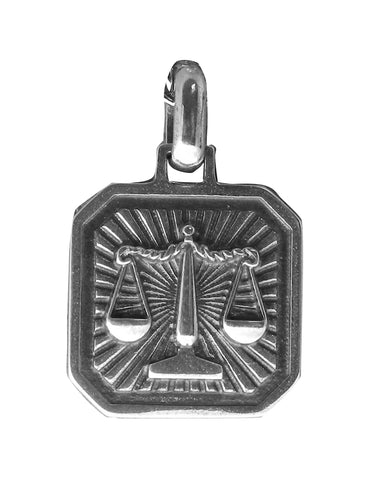 Libra Zodiac Pendent - Plain Sterling Silver Libra - September 23 - October 22