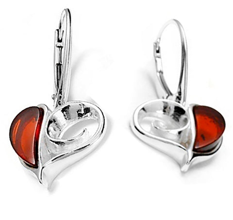 Genuine Baltic Amber - Heart Pendent - 925 Sterling Silver