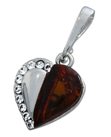 Genuine Baltic Amber - Heart Pendent - 925 Sterling Silver