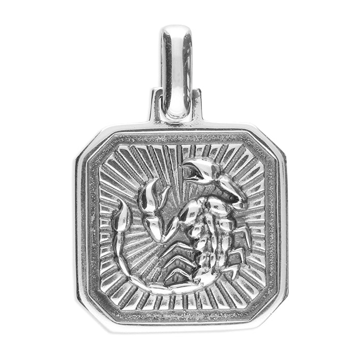 Scorpio Zodiac Pendent - Plain Sterling Silver Scorpio- October 23 - November 21
