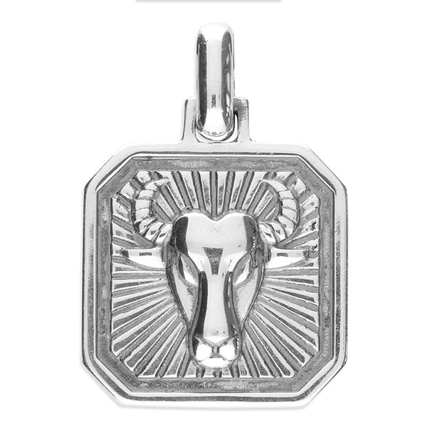 Taurus Zodiac Pendent - Plain Sterling Silver Taurus  - April 20 - May 20