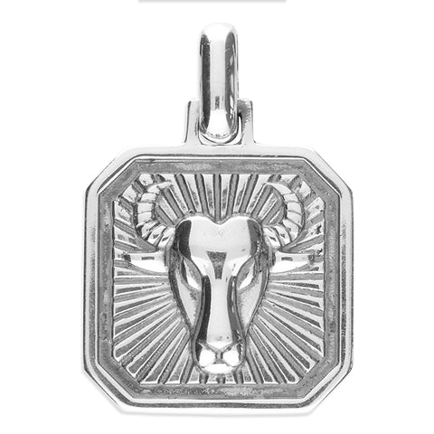 Taurus Zodiac Pendent - Plain Sterling Silver Taurus  - April 20 - May 20