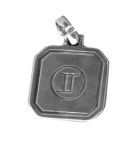 Gemini Zodiac Pendent - Plain Sterling Silver Gemini - May 21 - June 20