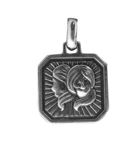 Gemini Zodiac Pendent - Plain Sterling Silver Gemini - May 21 - June 20