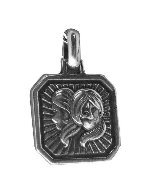 Gemini Zodiac Pendent - Plain Sterling Silver Gemini - May 21 - June 20
