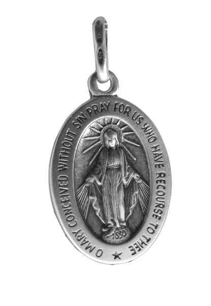 Mother Mary Pendent - Religious - Plain Sterling Silver