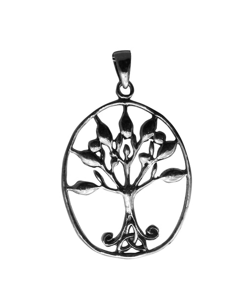 Oval Tree Pendant - Plain Sterling Silver